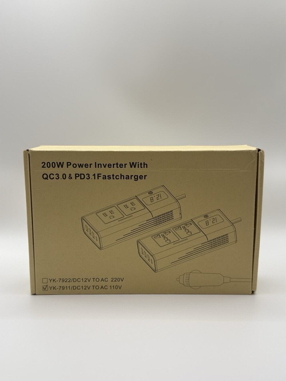 200W Car Inverter DC 12V 110V AC Power Inverter Dual USB Port QC3.0 New In Box